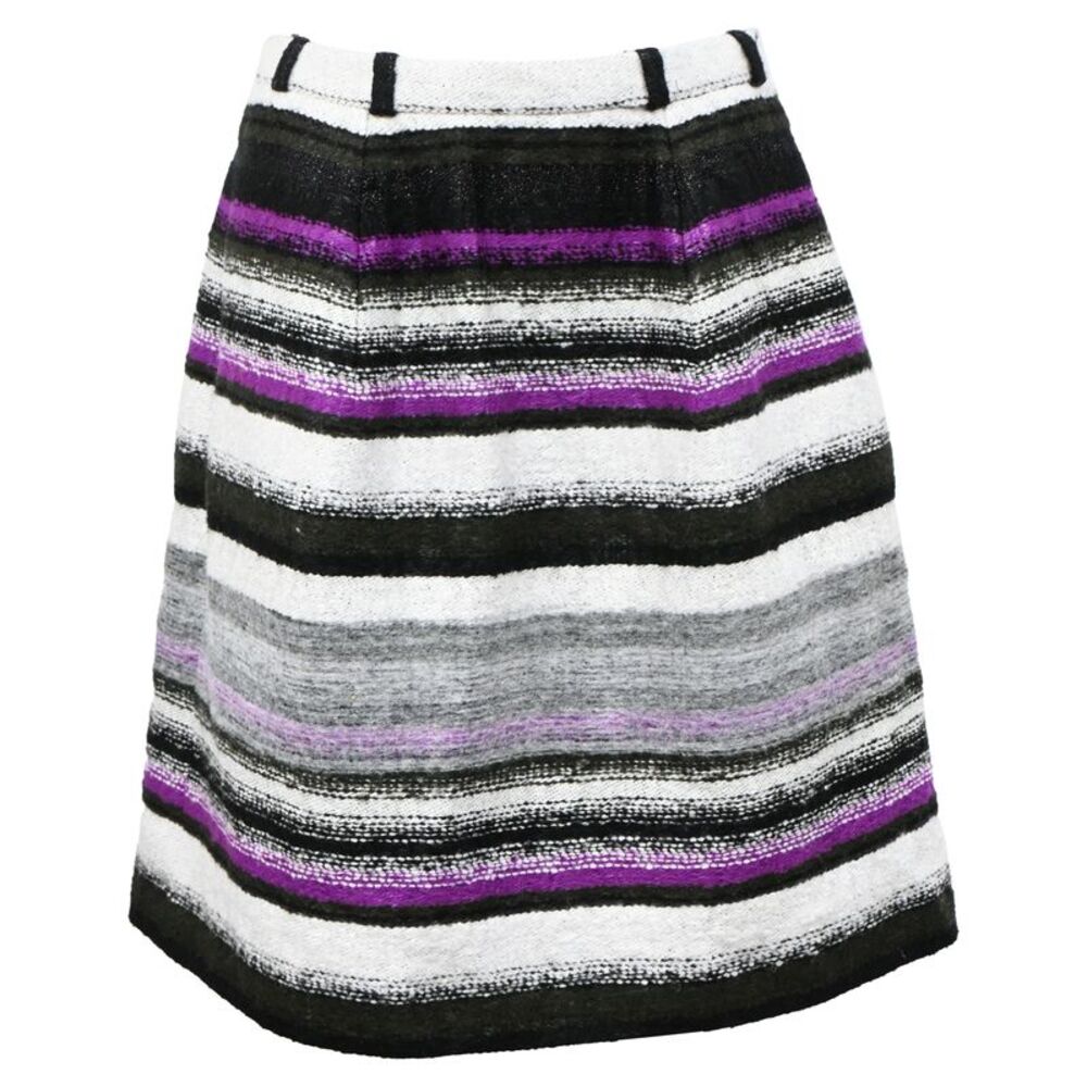 Oscar de la Renta Striped Blend Pencil Skirt in Purple Mohair